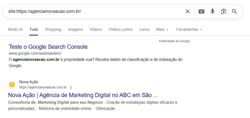 pesquisar o site no google